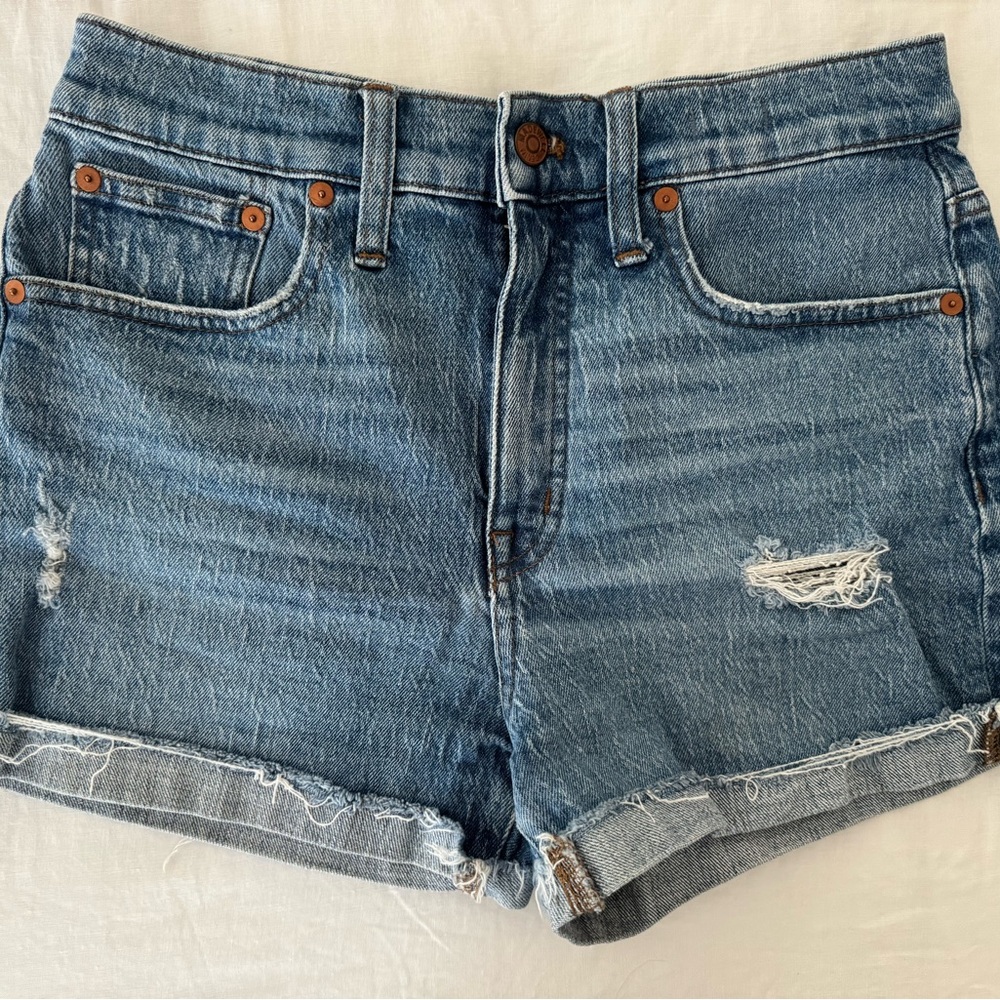 Madewell Light Blue Distressed Cuffed Jean Shorts